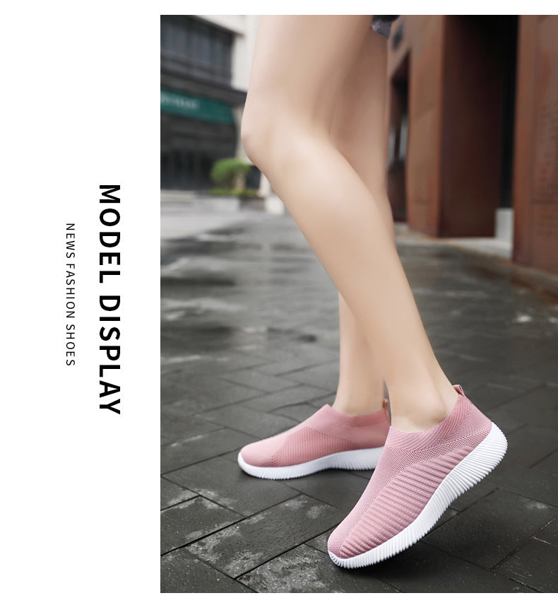 Women Vulcanized Shoes: High-Quality Slip-On Sneakers and Flats for Comfortable Walking and LoafingWalking Flat