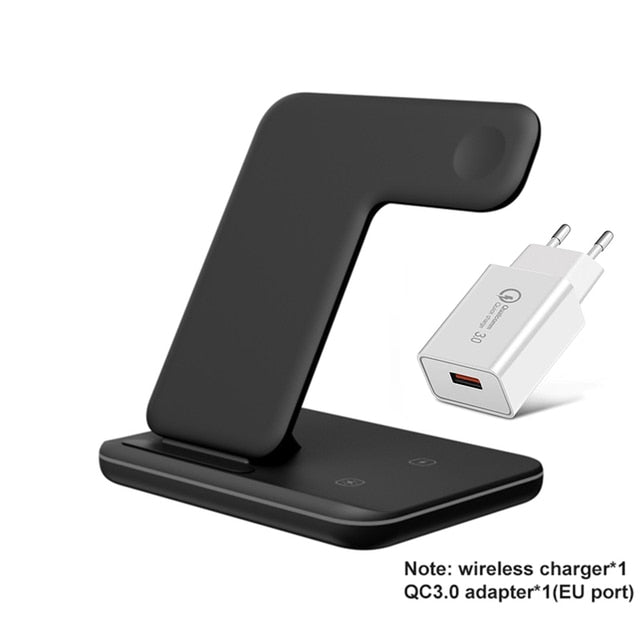 Wireless Charger Stand 15W, Qi Fast Charging Station, Dock for Apple Watch, iWatch 7 AirPods, iPhone