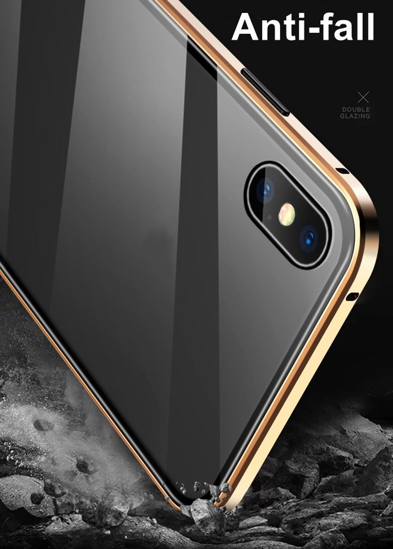 Tongdaytech Magnetic Tempered Glass Privacy Metal Phone Case Coque 360 Cover For Iphone SE XR XS 11 12 13 14 Pro MAX 8 7 6 Plus