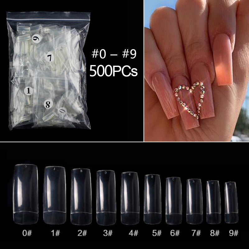 100/500 pièces/sac fausse ballerine naturel/Transparent cercueil faux ongles manucure ongles pour Extension et Protection Nail Art