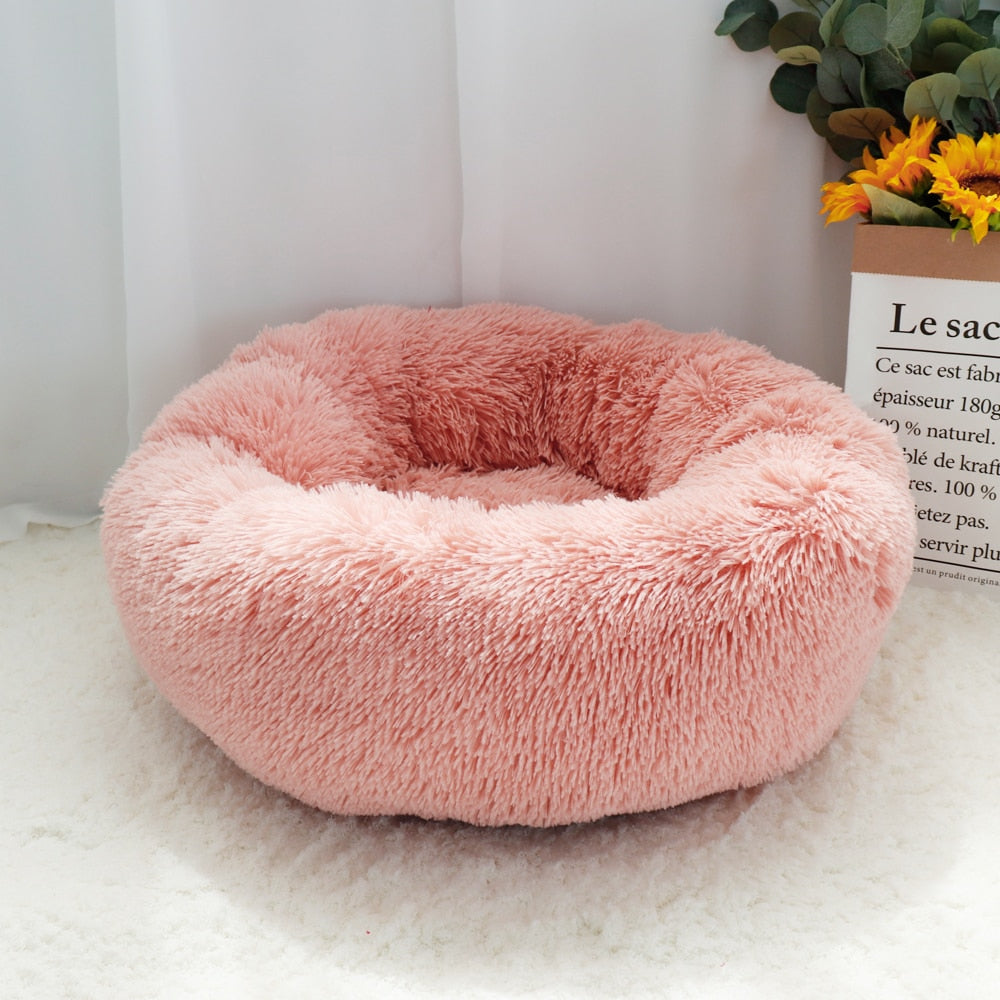 Lit pour chien de compagnie chaud polaire ronde chien chenil maison longue peluche hiver animaux de compagnie lits pour chien pour chiens de taille moyenne chats doux canapé coussin tapis