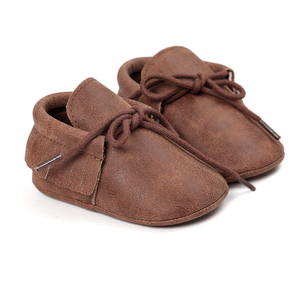 Newborn Shoes Infant Boy Girl Classical Lace-up Tassels Suede Sofe Anti-slip Toddler Crib Crawl Moccasins