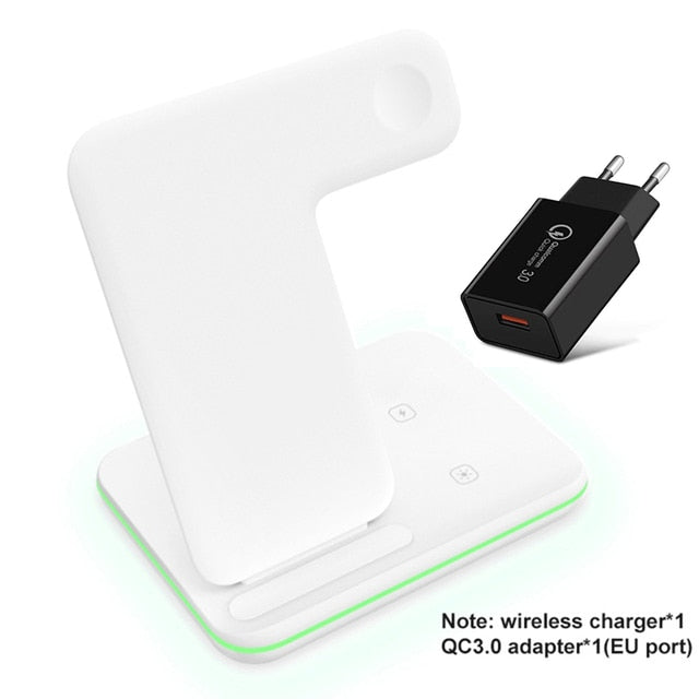 Wireless Charger Stand 15W, Qi Fast Charging Station, Dock for Apple Watch, iWatch 7 AirPods, iPhone