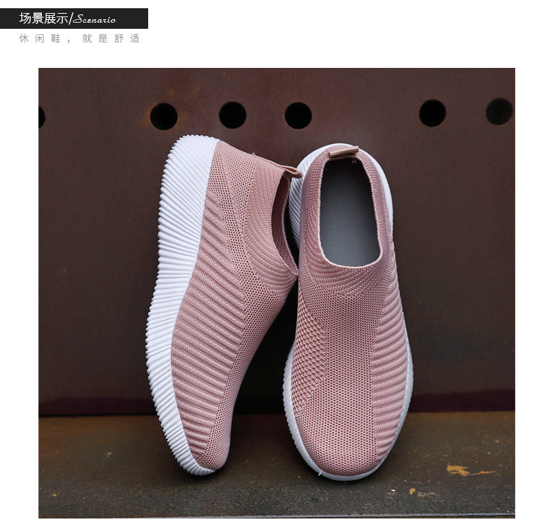 Women Vulcanized Shoes: High-Quality Slip-On Sneakers and Flats for Comfortable Walking and LoafingWalking Flat