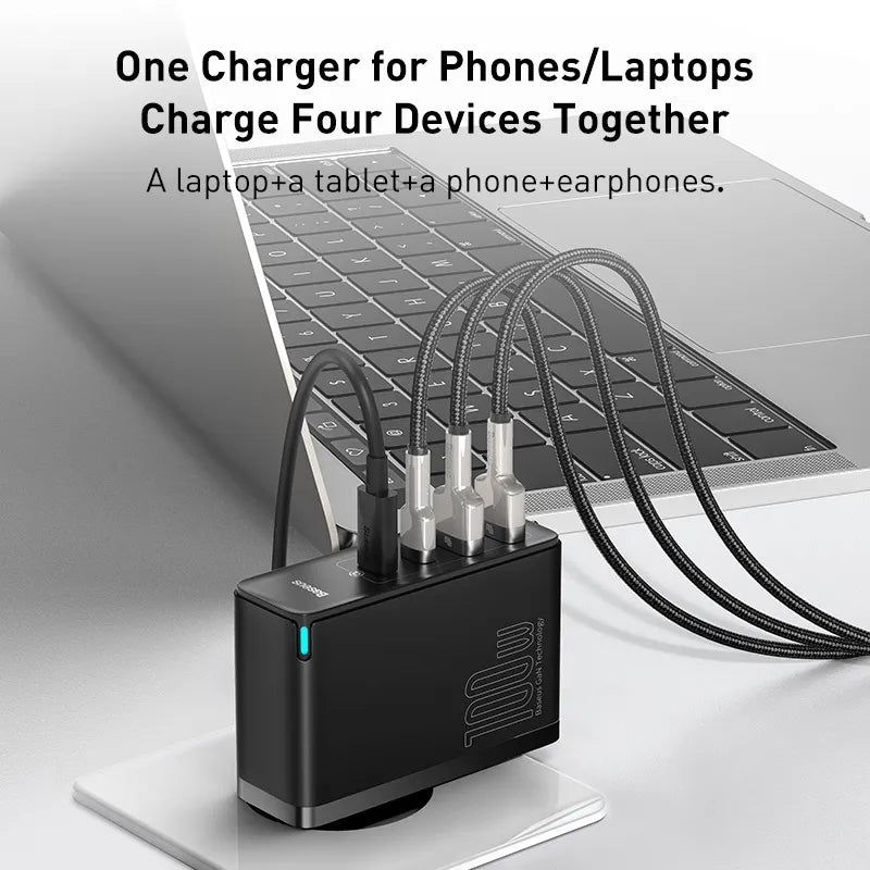 Chargeur mural Baseus 100W, USB Type C, chargeur rapide PD avec Charge rapide 4.0, 3.0, chargeur de téléphone USB pour MacBook ordinateur portable iPhone