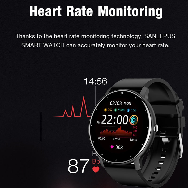 Montre intelligente traqueur d'activité en temps réel moniteur de fréquence cardiaque sport femmes montre intelligente hommes horloge Android, IOS