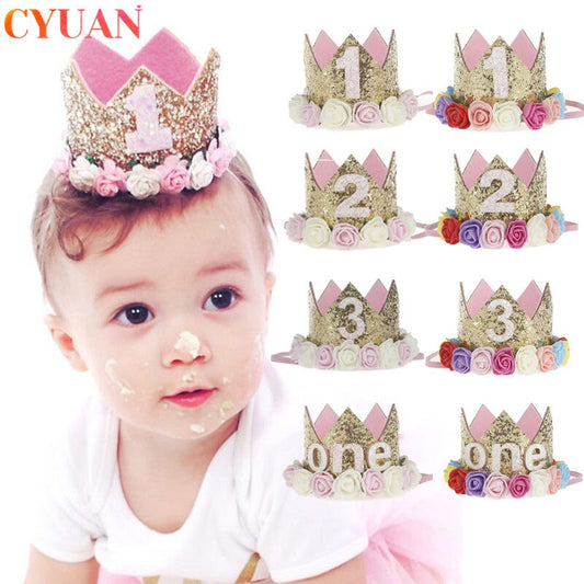 Anniversaire de bébé, chapeau de fête princesse, bandeau couronne, décorations d'anniversaire, anniversaire de bébé, fête d'enfants