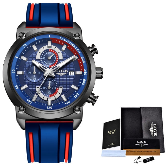 Mode Chronographe Quartz Hommes Montres, Silicone Montre-Bracelet Horloge Mâle, Montre Lumineuse