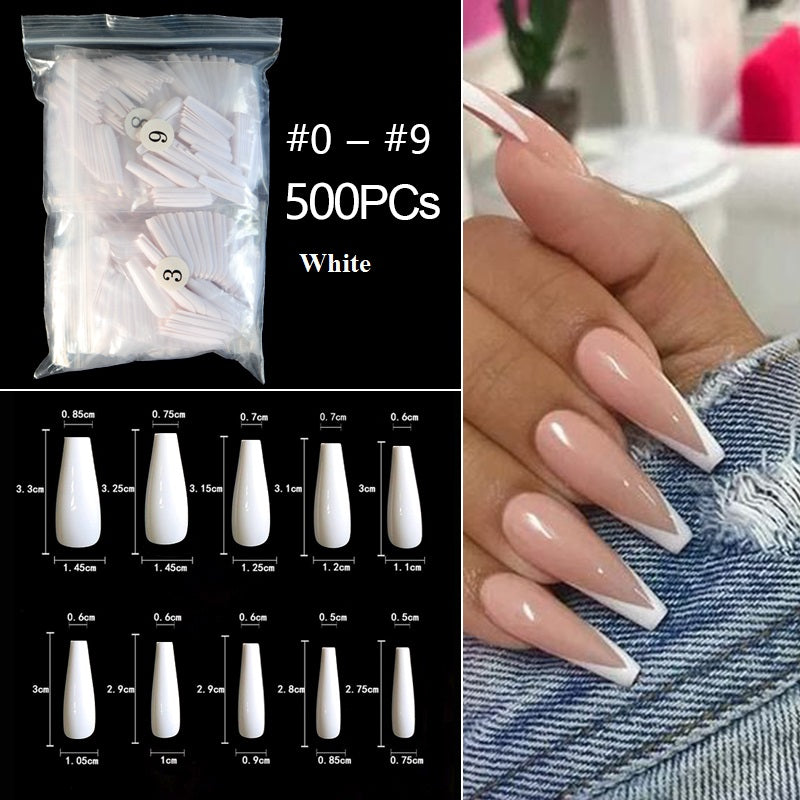 100/500pcs/Bag False Ballerina Natural/Transparent Coffin Fake Nails Manicure Nails for Extension & Protection Nail Art