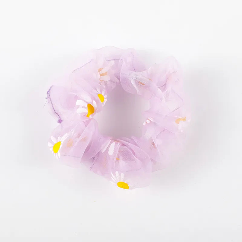 Süße Stickerei Blumen Mesh Haargummis Frauen romantisch rosa blau Haarseil transparent Tüll Organza Haargummis Haarschmuck