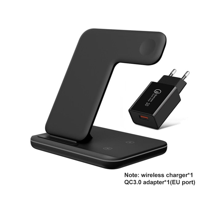 Wireless Charger Stand 15W, Qi Fast Charging Station, Dock for Apple Watch, iWatch 7 AirPods, iPhone