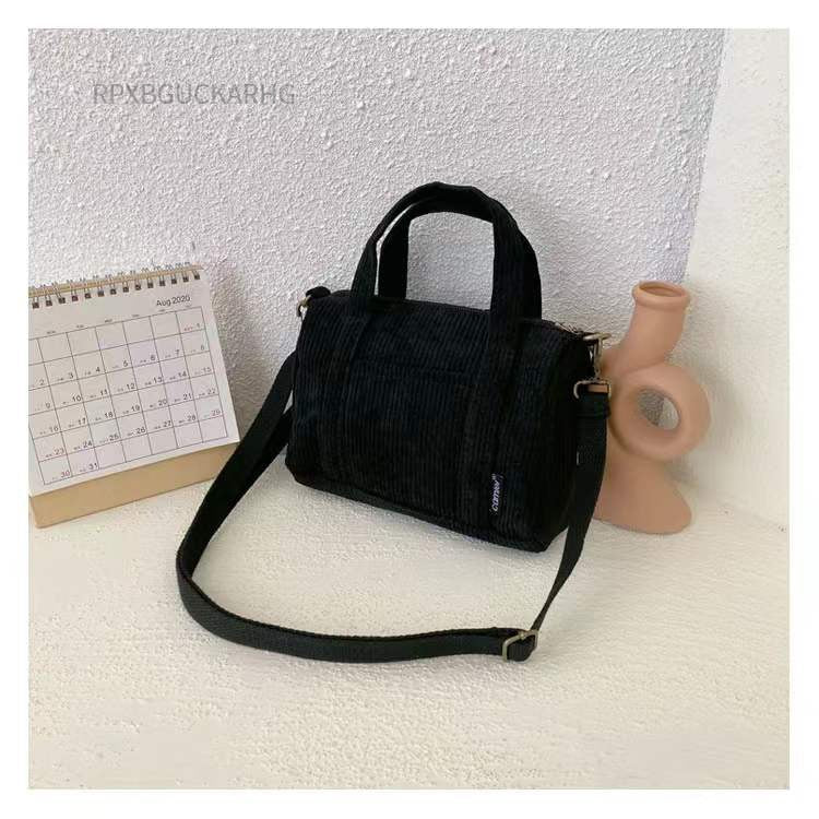 Cord-Umhängetasche für Damen, Vintage-Einkaufstaschen, Reißverschluss, für Mädchen, Studenten, Büchertasche, Handtaschen, lässige Tragetasche mit Außentasche