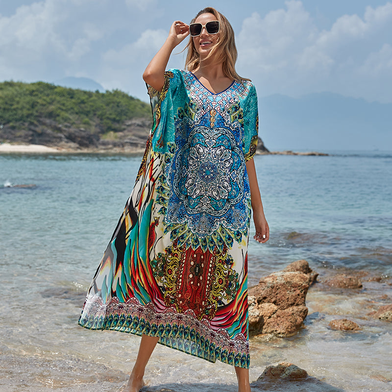 Strand Cover Up Robe Plage Vestido Playa Strand Pareo Badeanzug Cover Up Bademode Badeanzug Frauen Maxi Kleid