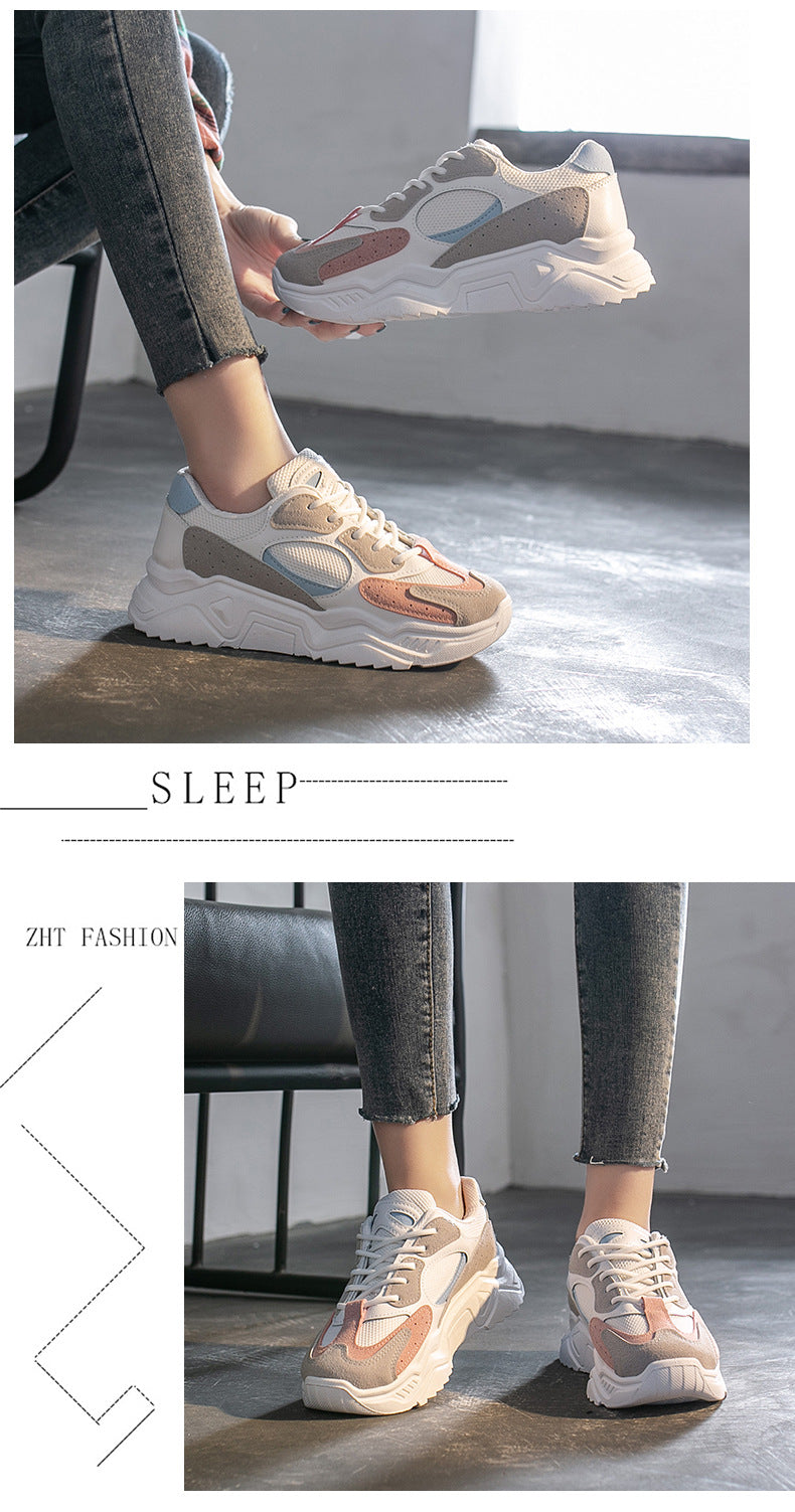 Women Sneakers Thick Bottom, Shoe Thick Bottom, Round Toe