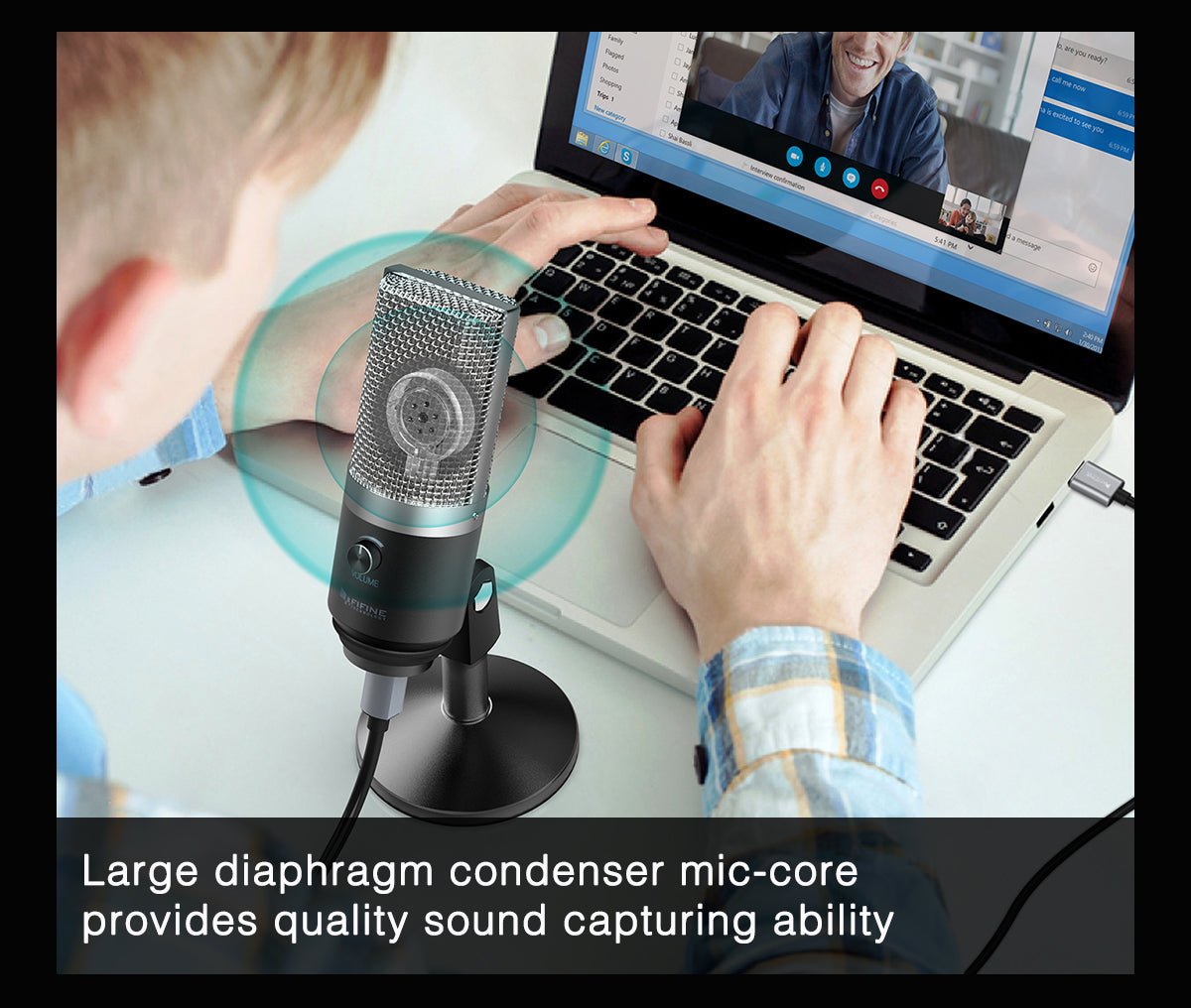 Microphone USB, ordinateur portable, ordinateurs, enregistrement, streaming vocal, podcasting