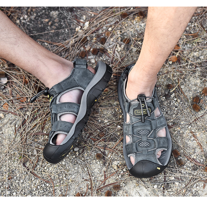 Chaussures en cuir véritable pour hommes Été Nouvelles sandales à la mode pour hommes de grande taille