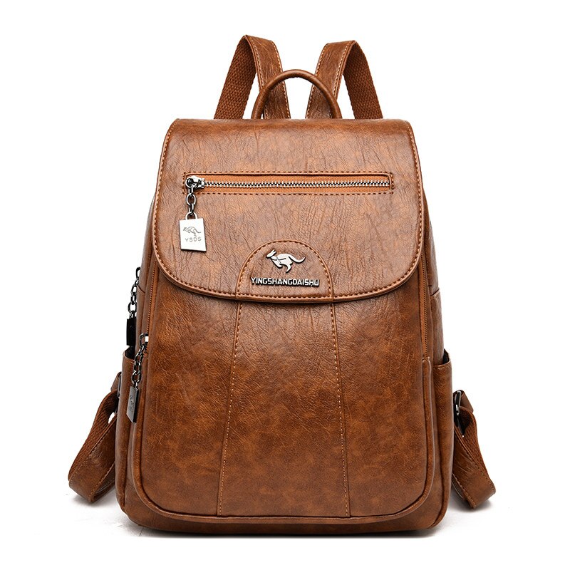 Women Soft Leather Backpacks, Vintage Female Shoulder Bags, Casual Travel Ladies Bagpack, School Bags