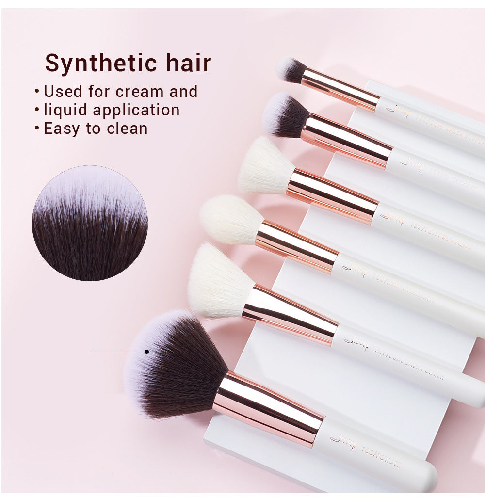 Professional Makeup brushes set, 6- 25pcs Makeup brush Natural Synthetic Foundation Powder Highlighter Pearl White T215