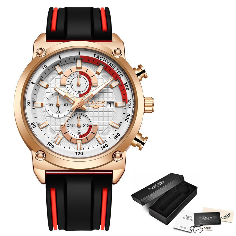 Mode Chronographe Quartz Hommes Montres, Silicone Montre-Bracelet Horloge Mâle, Montre Lumineuse