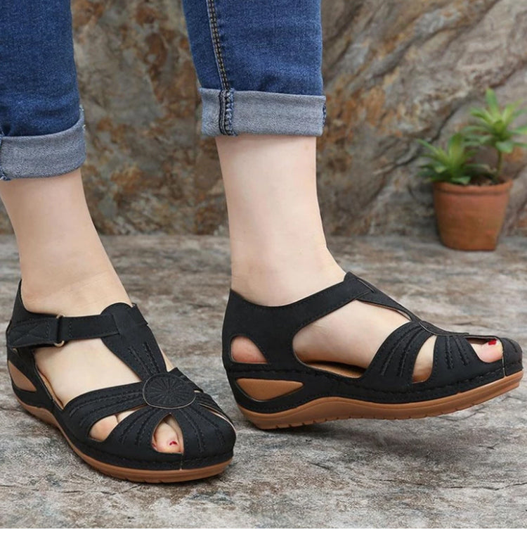 Sandales d'été pour femmes, chaussures pour femmes à fond souple, sandales à plateforme, talons gladiateur