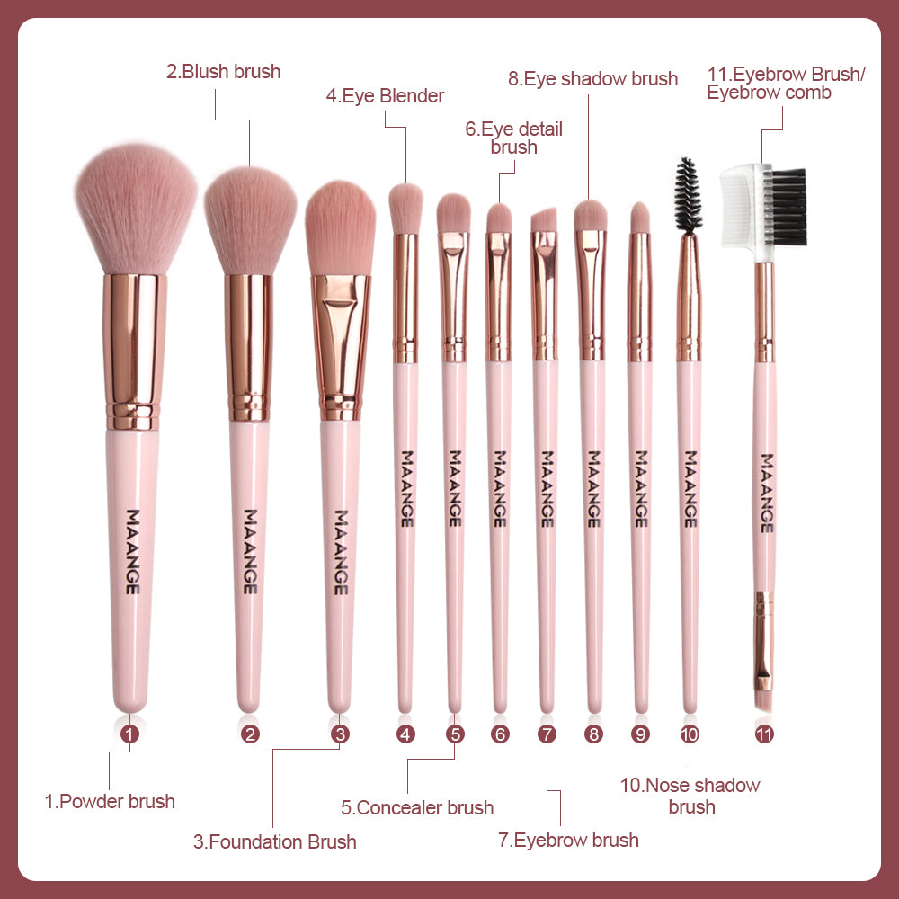 Make-up-Pinsel Pro Pink Brush, Set Puder-Lidschatten-Mischung, Eyeliner-Wimpern-Augenbrauen-Make-up, Beauty-Kosmetikpinsel