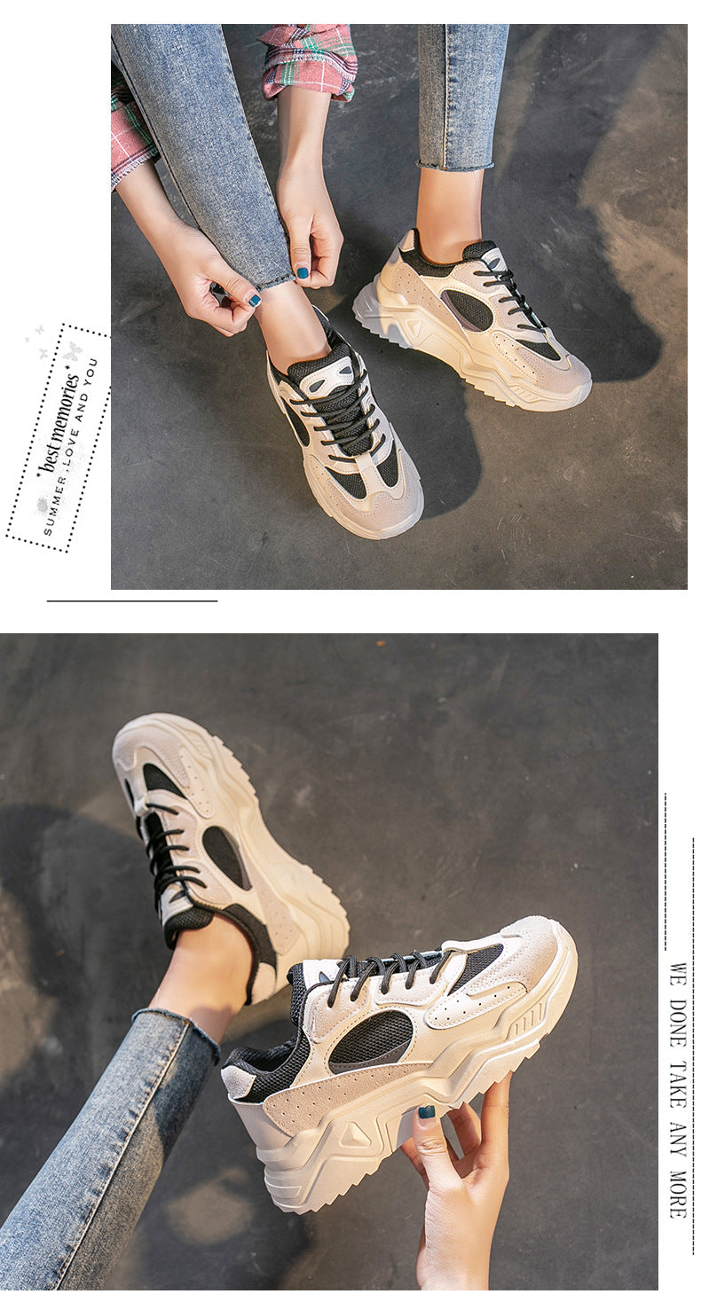 Women Sneakers Thick Bottom, Shoe Thick Bottom, Round Toe