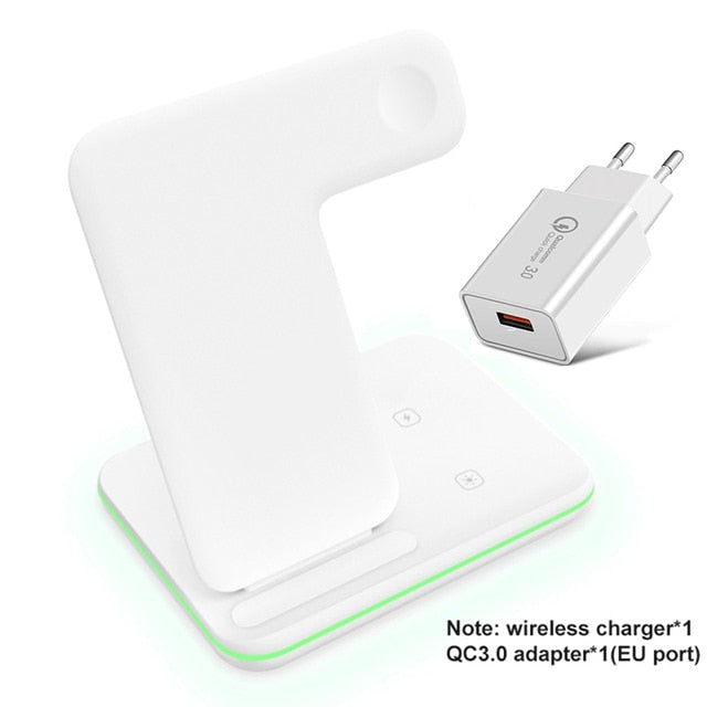 Wireless Charger Stand 15W, Qi Fast Charging Station, Dock for Apple Watch, iWatch 7 AirPods, iPhone