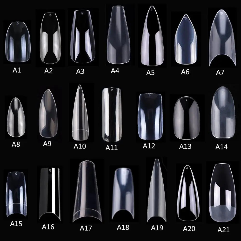 500pcs Fake Nail, Clear Natural XXL, Full Cover False Acrylic Nails