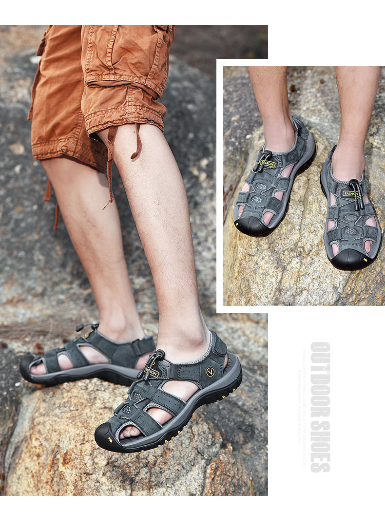 Genuine Leather Men Shoes Summer New Large Size Men Fashion Sandals