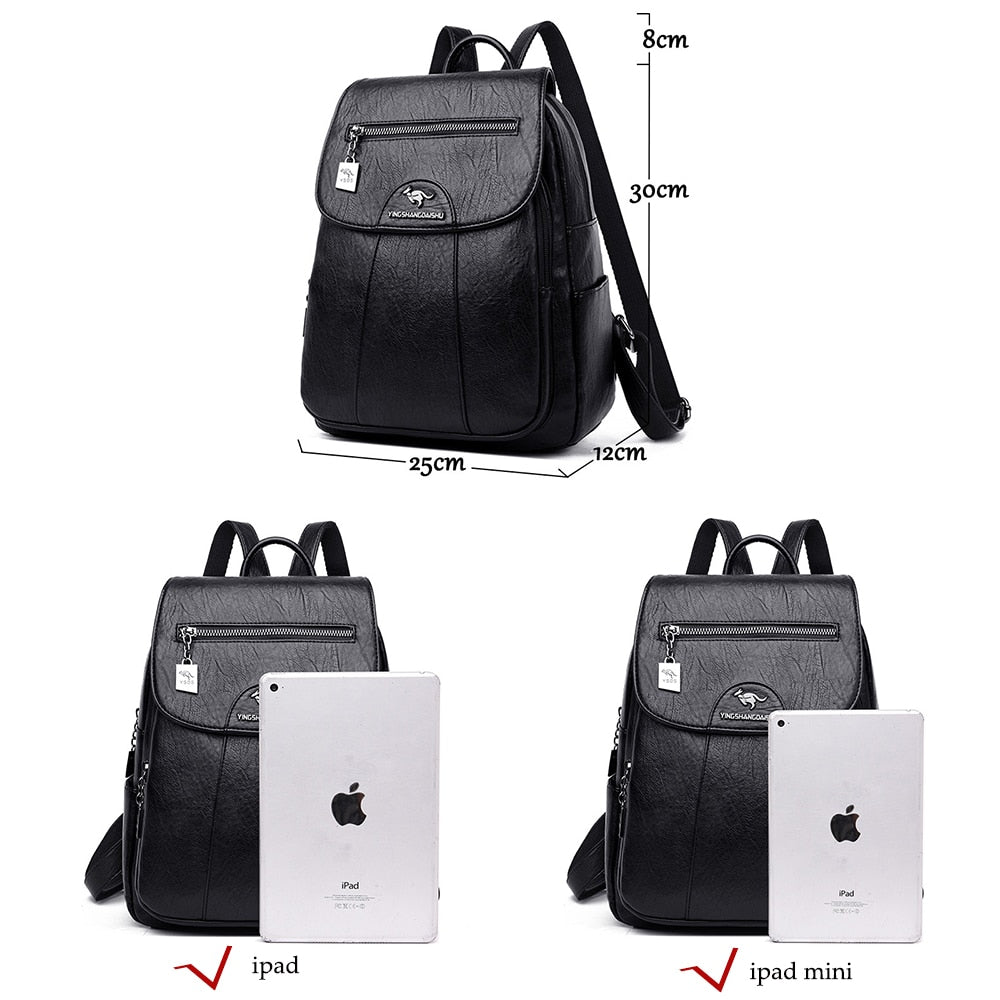 Women Soft Leather Backpacks, Vintage Female Shoulder Bags, Casual Travel Ladies Bagpack, School Bags