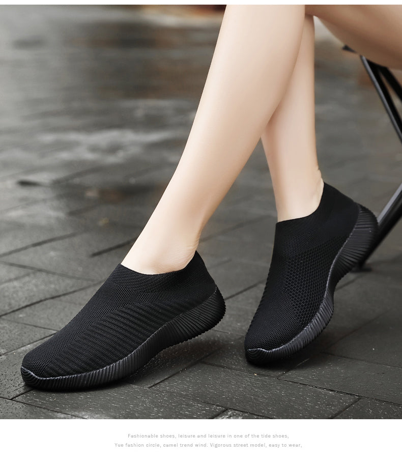 Women Vulcanized Shoes: High-Quality Slip-On Sneakers and Flats for Comfortable Walking and LoafingWalking Flat