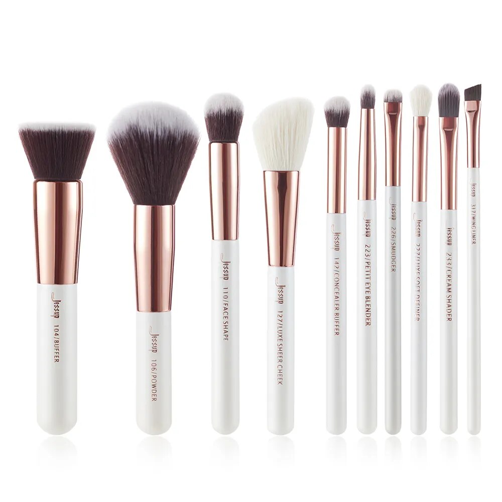 Professional Makeup brushes set, 6- 25pcs Makeup brush Natural Synthetic Foundation Powder Highlighter Pearl White T215