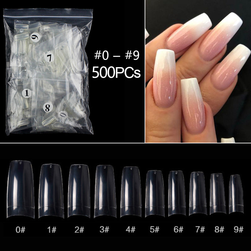 100/500 pièces/sac fausse ballerine naturel/Transparent cercueil faux ongles manucure ongles pour Extension et Protection Nail Art