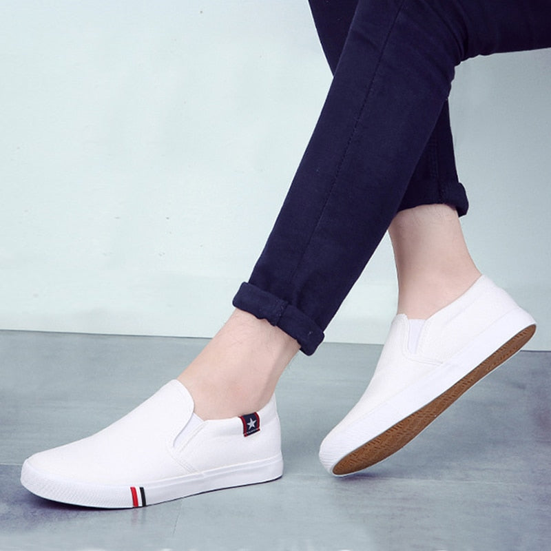 Mens Shoes Canvas Spring, Summer Slip-on Unisex, Fashion Sneakers Flats Breathable, Light Lovers Shoes Footwear