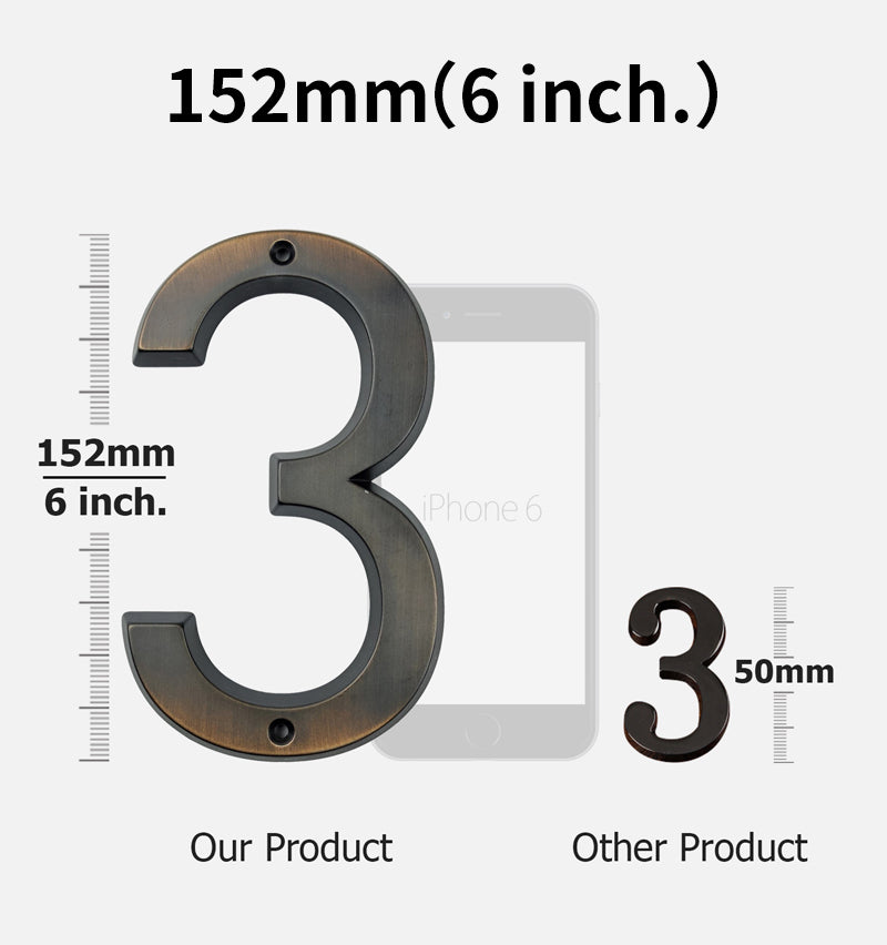 Aged Bronze 152mm Very Big House Number Door Address Number Zinc Alloy Screw Mounted Outdoor Address Sign 0-9