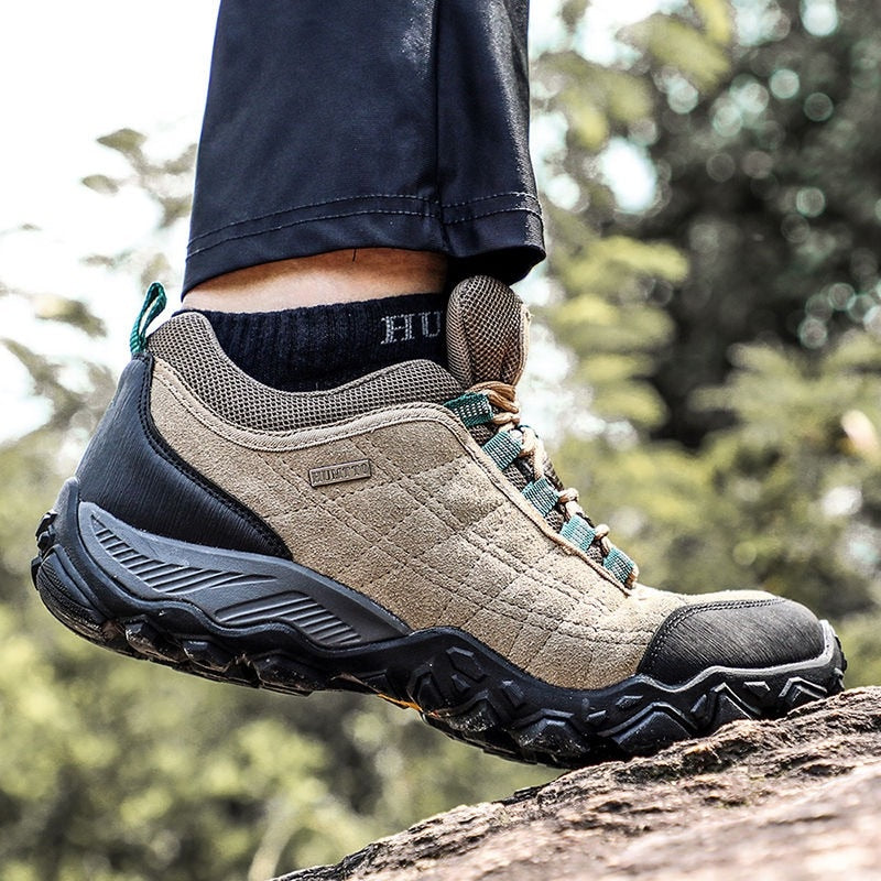 Chaussures de randonnée en cuir résistantes à l'usure, chaussures de sport en plein air pour hommes à lacets, baskets de chasse pour hommes escalade trekking