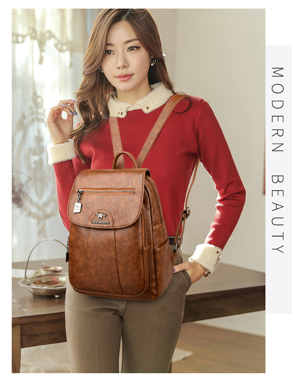 Women Soft Leather Backpacks, Vintage Female Shoulder Bags, Casual Travel Ladies Bagpack, School Bags