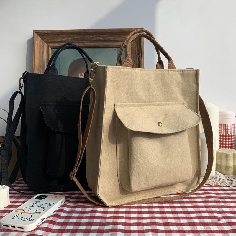 Cord-Umhängetasche für Damen, Vintage-Einkaufstaschen, Reißverschluss, für Mädchen, Studenten, Büchertasche, Handtaschen, lässige Tragetasche mit Außentasche