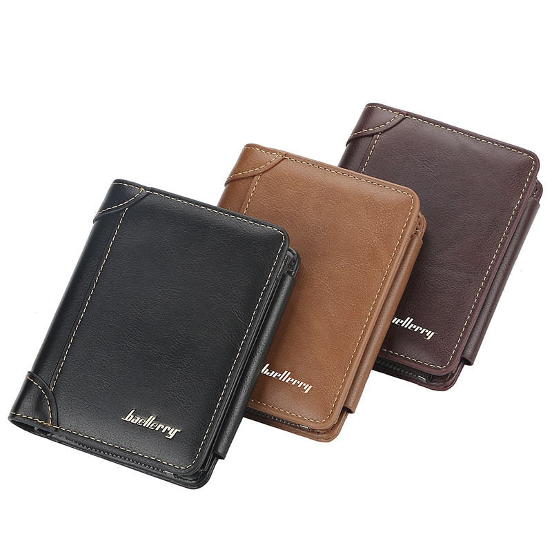 Leather Men Wallets High Quality, Zipper Desigh, Card Holder, Vintage Coin Holder, Men Wallets