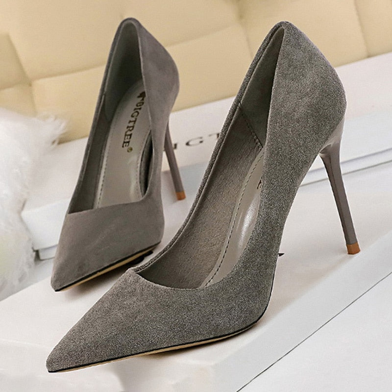 Fashionable Suede High Heel Pumps: Women's Comfortable Office and Party Shoes