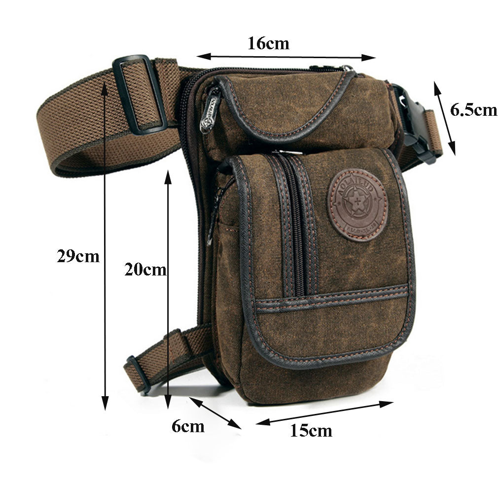 High Quality Men's Canvas Drop Leg Bag, Military Motorcycle Multi-purpose Messenger Shoulder Bags, Belt Hip Bum Waist Fanny Pack