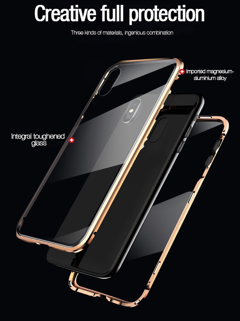 Tongdaytech Magnetic Tempered Glass Privacy Metal Phone Case Coque 360 Cover For Iphone SE XR XS 11 12 13 14 Pro MAX 8 7 6 Plus