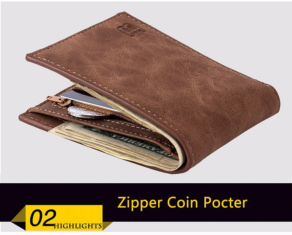 Men's Wallet With Coin Bag, Zipper, Small Money, Money Wallet