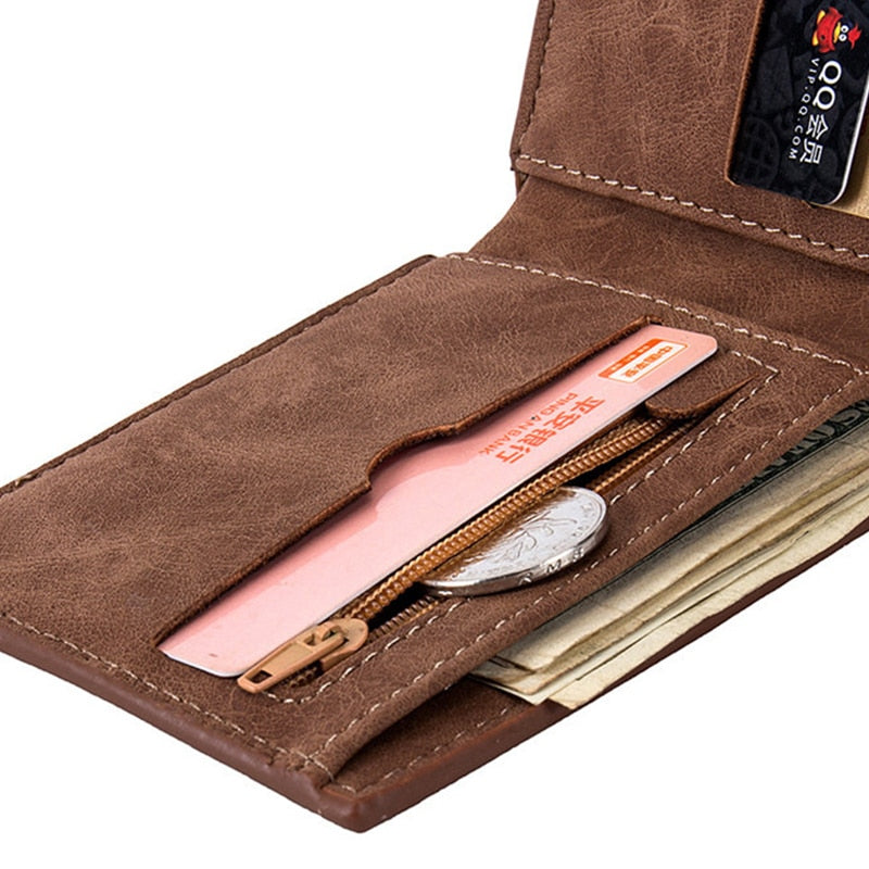 Men's Wallet With Coin Bag, Zipper, Small Money, Money Wallet