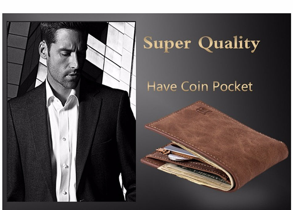 Men's Wallet With Coin Bag, Zipper, Small Money, Money Wallet