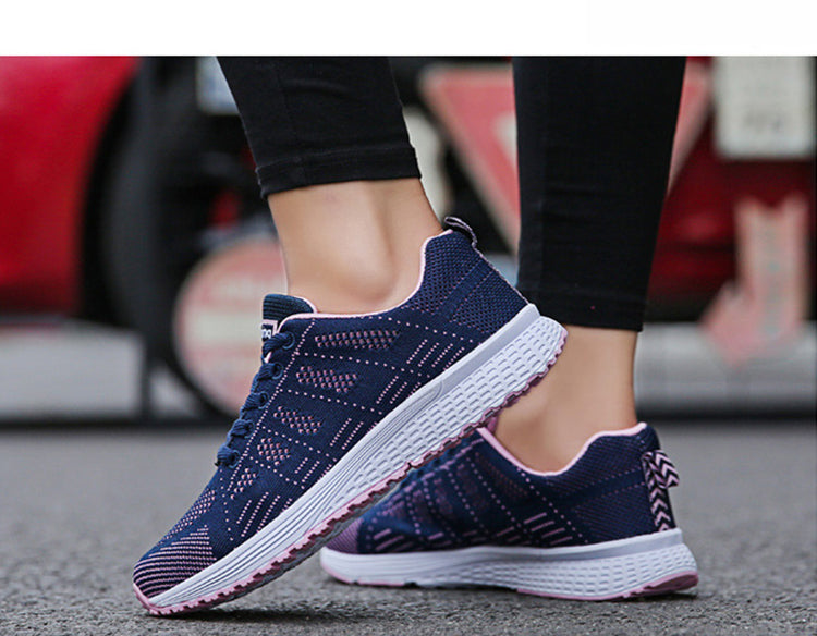 Casual Shoes Fashion Breathable Walking Mesh Flat Shoes Woman White Sneakers