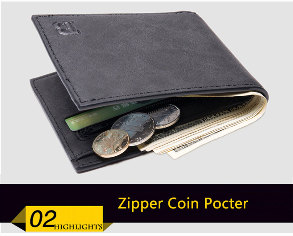 Men's Wallet With Coin Bag, Zipper, Small Money, Money Wallet