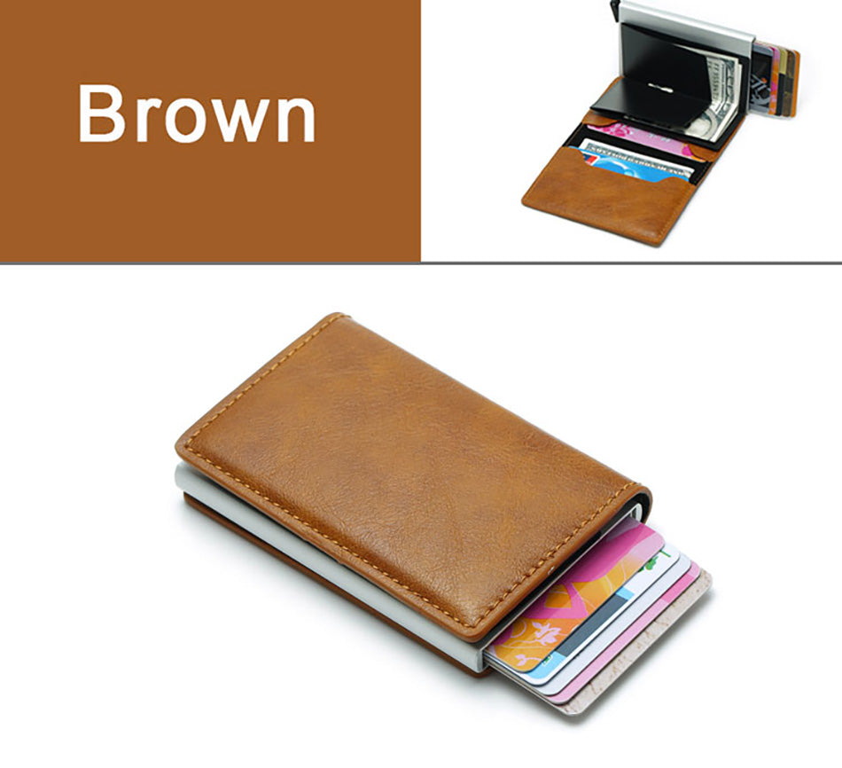 Top Quality Wallets, Men Money Bag, Mini Purse Male Vintage, Brown Leather, RFID Card Holder Wallet, Small Smart Wallet, Pocket