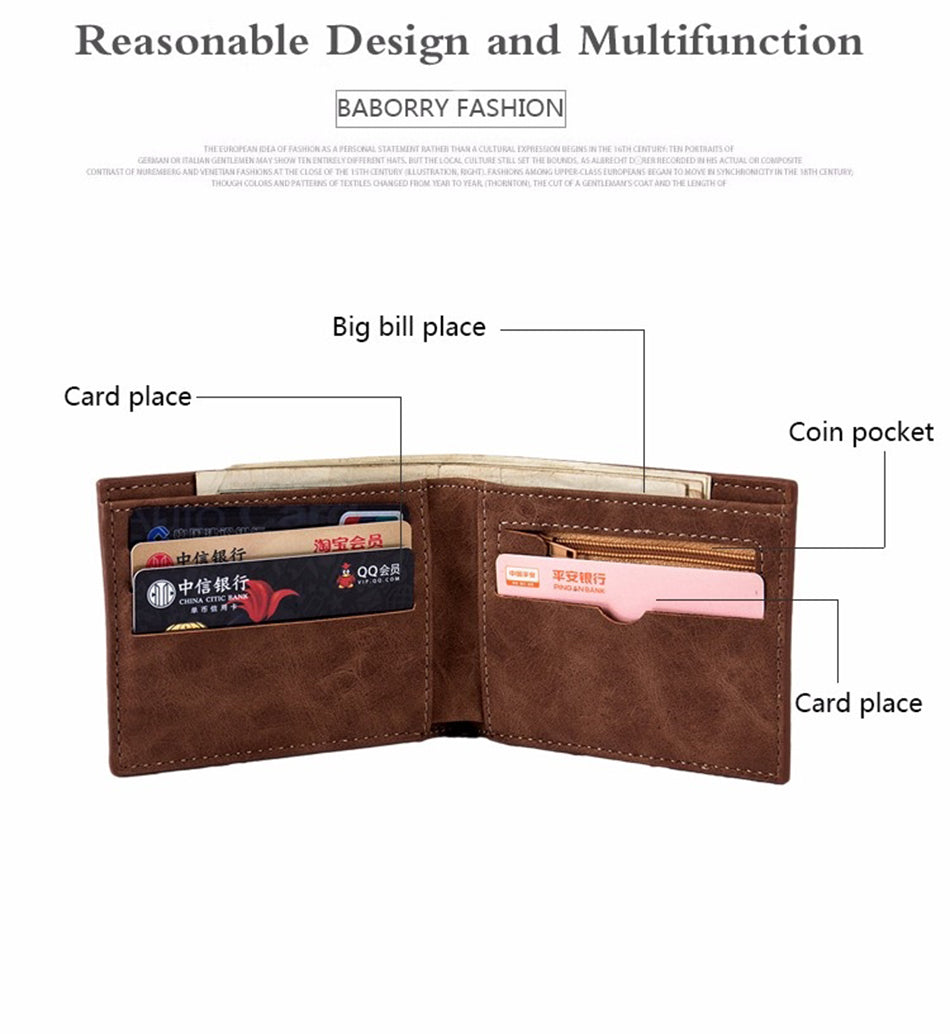 Men's Wallet With Coin Bag, Zipper, Small Money, Money Wallet