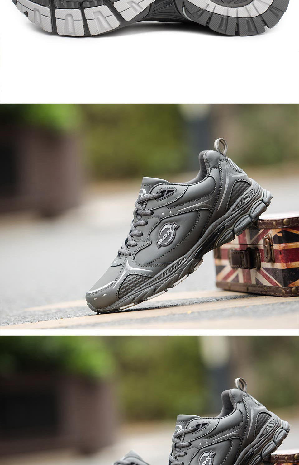 Classics Style Men Running Shoes Lace Up, Men Sport Shoes, Leather Men Outdoor Jogging Sneakers Comfortable